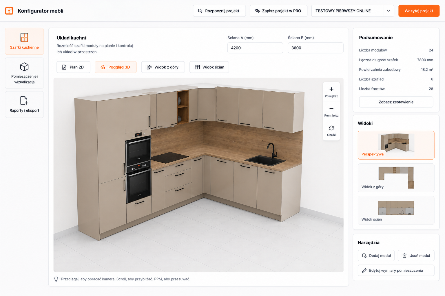 Wizualizacja 3D projektu mebli